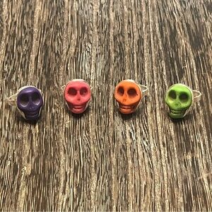 Solid Sterling Silver Adjustable Skull Ring